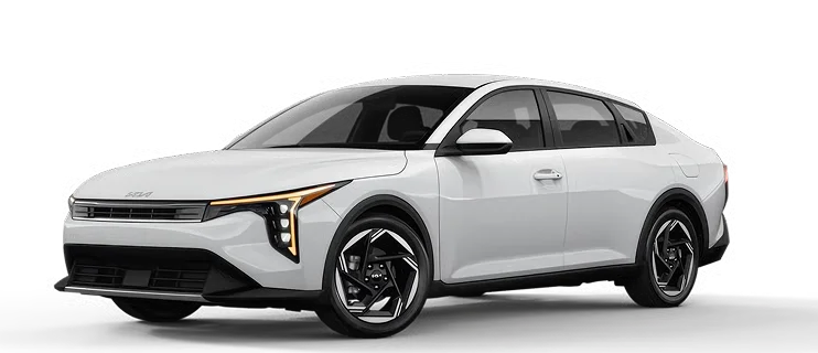 White 2026 Kia K4 EX shown from the front three-quarter view on a white background