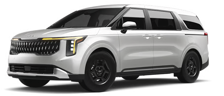 White 2027 Carnival MPV LXS, front three-quarter view