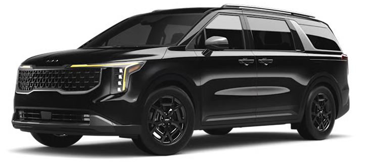 Black 2027 Carnival MPV SX, front three-quarter view