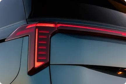 Close-up of the 2027 Carnival MPV's illuminated vertical tail light