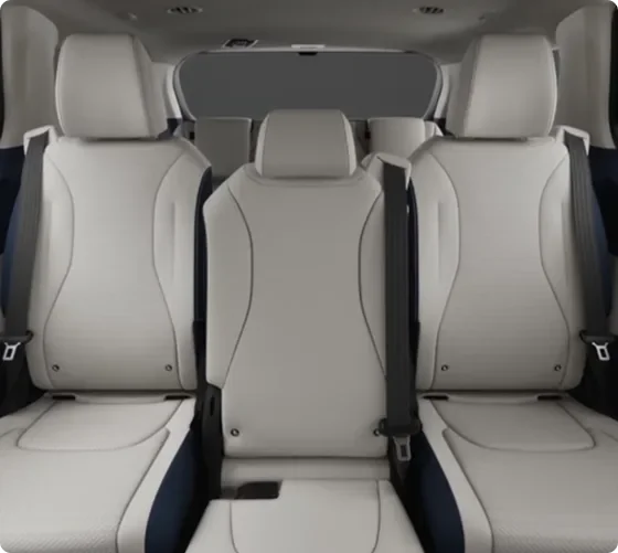 Carnival MPV Hybrid second and third-row seating in cream leather with the middle Slide-Flex seat in place