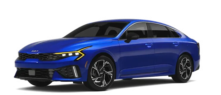 Blue 2027 Kia K5 GT-Line, front three-quarter view