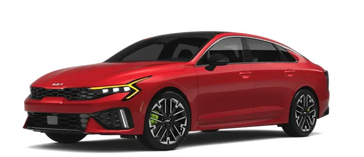 Red 2027 Kia K5 GT, front three-quarter view