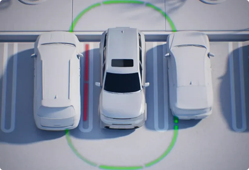 Illustration of the parking sensors detecting objects around the vehicle