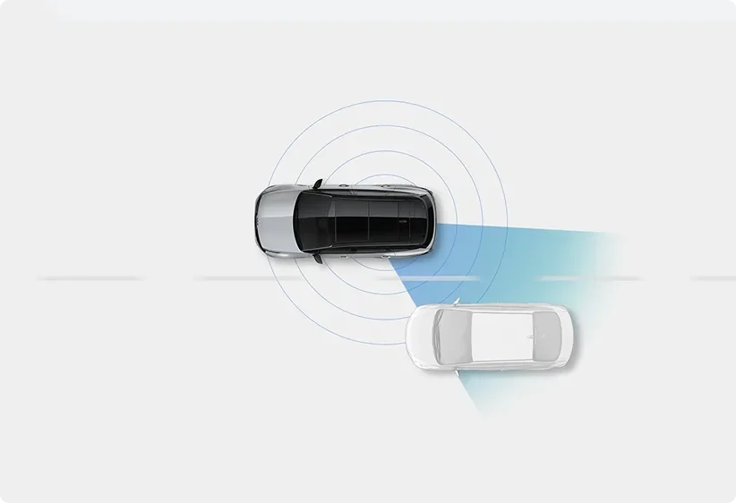 Illustration of Blind-Spot Collision-Avoidance Assist during a lane change