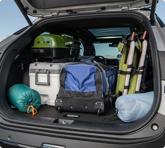 Kia Sportage cargo area with the rear seats folded flat