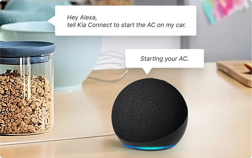 Voice assistant prompt shown on the Sportage touchscreen
