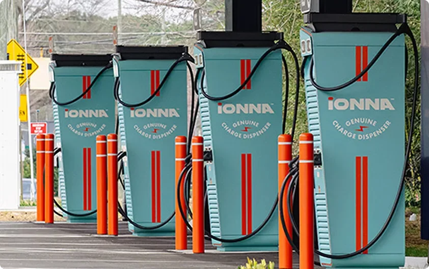 Row of IONNA fast-charging stations