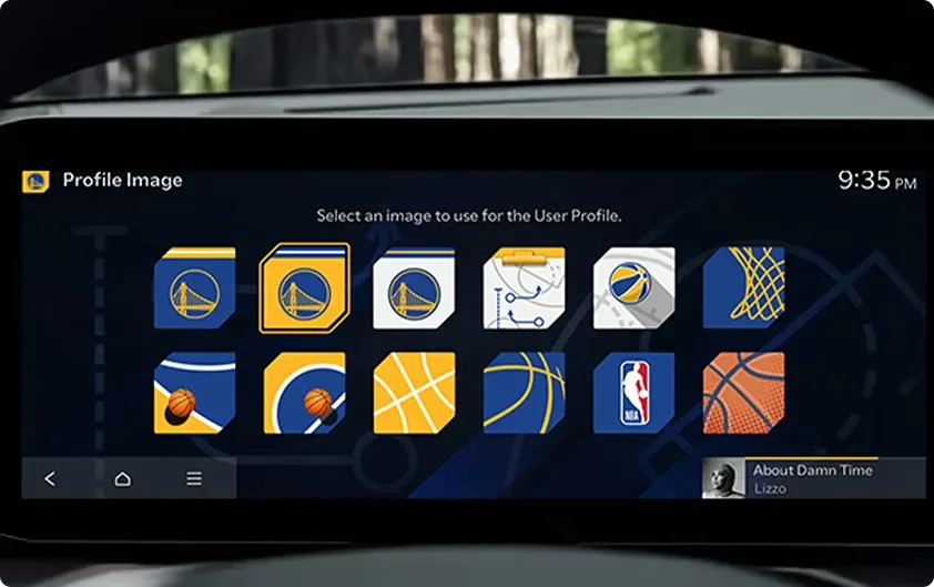 Telluride Hybrid touchscreen showing the NBA-themed profile image picker