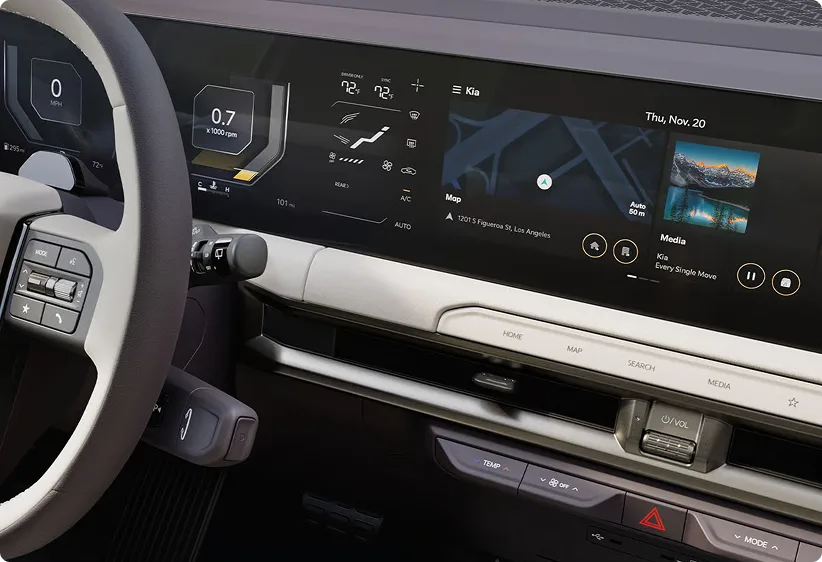 Telluride Hybrid curved dual display running navigation and media