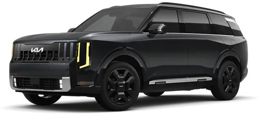 Black 2027 Telluride Hybrid SX, front three-quarter view
