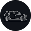 Line-art hatchback icon marking the Kia Hatchbacks category