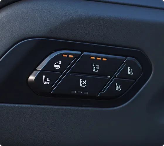 Close-up of the Telluride heated and ventilated seat controls