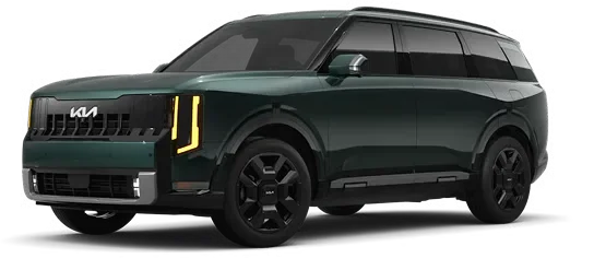 Dark green 2027 Telluride SX, front three-quarter view