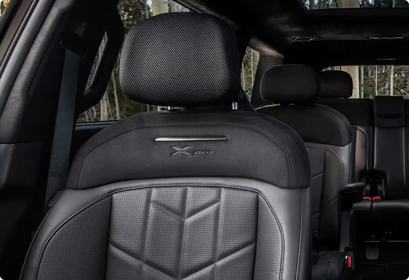 Telluride second-row seat with X-Pro embossing and rear climate vents